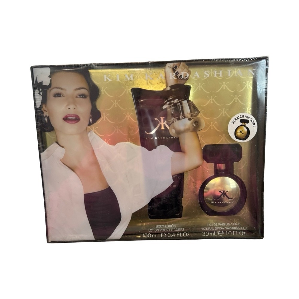 Kim‎ Kardashian Gold 2pc Gift Set 1.0oz EDP Spray 3.4oz Body Lotion New Sealed